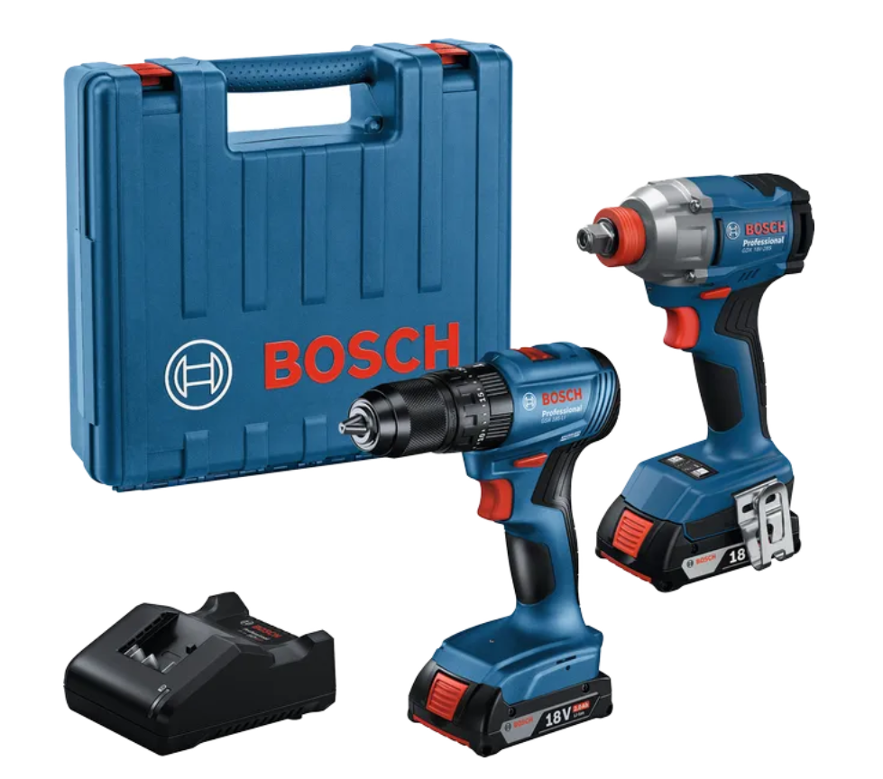 BOSCH PROFESSIONAL PRODUCT COMBO KIT GDR 18V-215 + GSB 185-LI WITH 2X 2.0AH BATTERY, GAL 18V-20 IN CASE (06019N20L4)