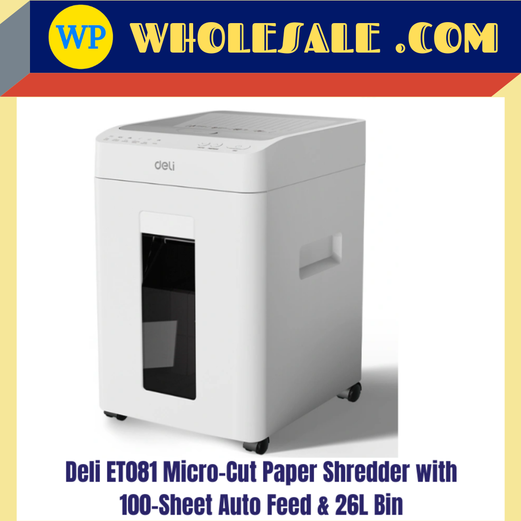 Deli /ET081 / Micro-Cut Paper Shredder / with 100-Sheet / Auto Feed / 26L Bin