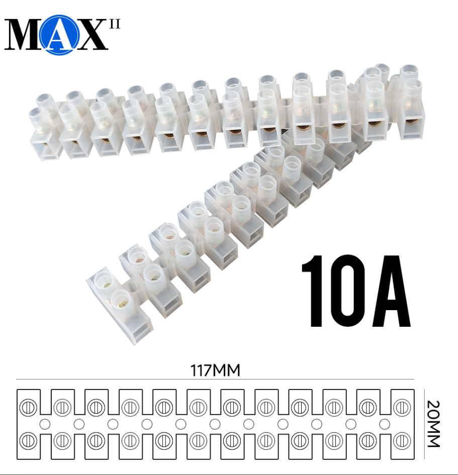 MAX-II PVC TERMINAL BLOCK CONNECTOR 10A 380V