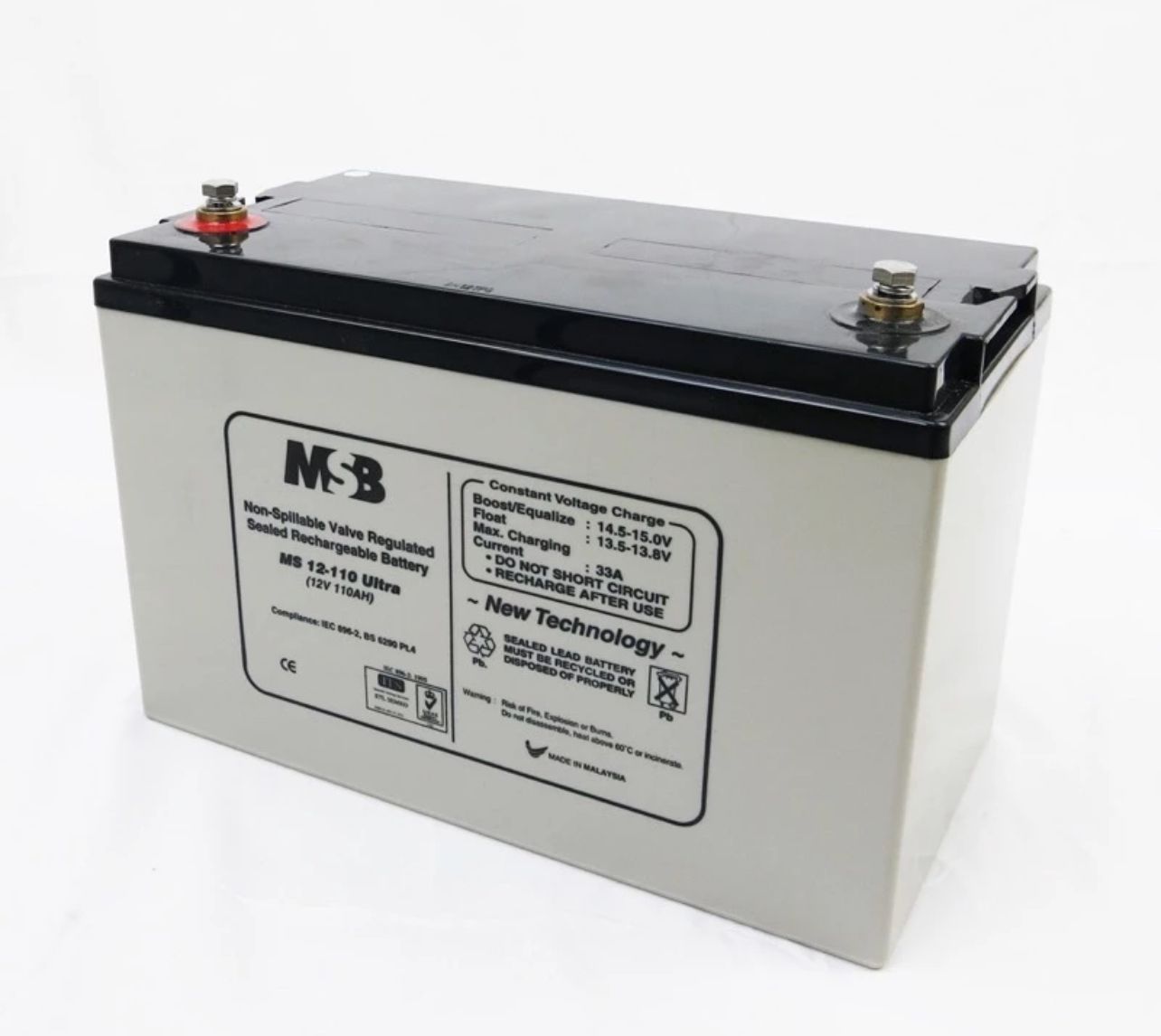 MSB 12V 110 AH 110AH Sealed Lead Acid Battery Bateri Suitable for Solar UPS MS 12-110 MS12-110 ULTRA