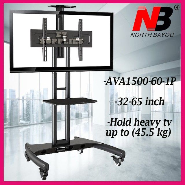 North Bayou *North Bayou AVA1500-60-1P 32–65-inch Height Adjustable TV Stand Portable Mobile TV Trolley Cart TV