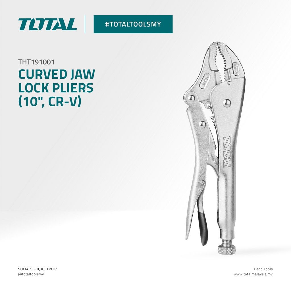 TOTAL CURVED JAW LOCK PLIERS CR-V STEEL (10") THT191001