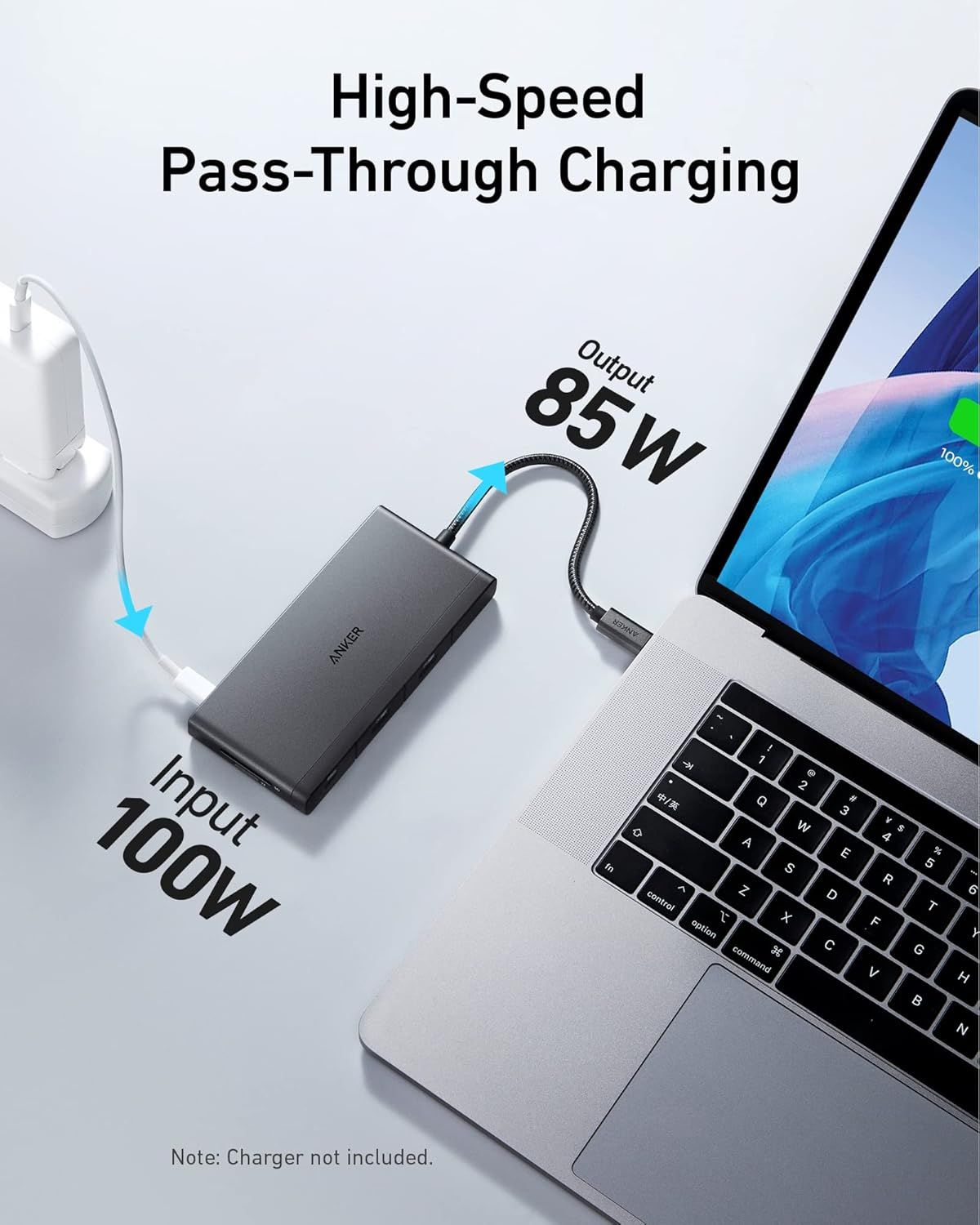 Anker 552 USB-C Hub (9-in-1, 4K HDMI, USB - C, USB - A, 100W PD-IN, SD, Micro SD Card Slots) A8373