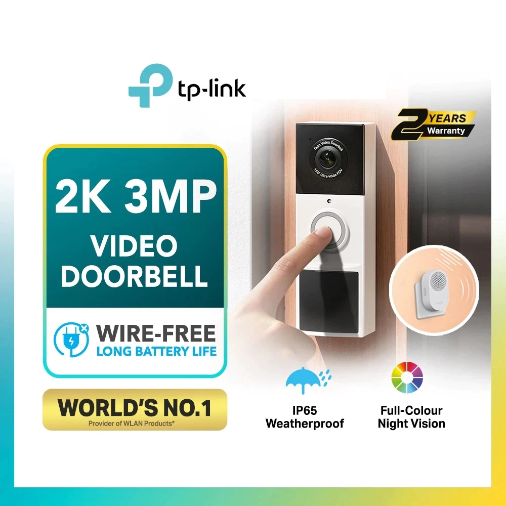 TP-Link Tapo D210 Smart Wireless Doorbell – 2K 3MP Video, PIR Motion Detection