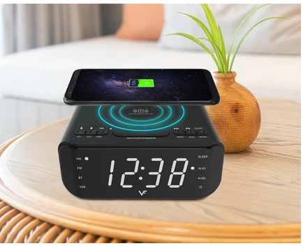 Vinnfier VF Neo Air 2C Pembesar Suara Wireless Quick-Charger Bluetooth Speaker Dual Alarm Clock FM Radio USB Slot