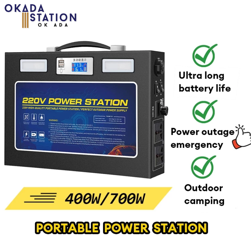 OKADA Portable Power Station / 400WAC 220V / Output Emergency / Backup Powerbank Battery / Generator For Camping