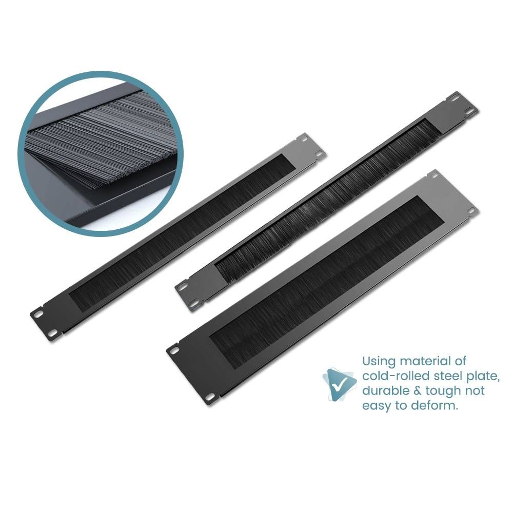 STANDARD 19-INCH 1U 2U RACK MOUNT CABINET BRUSH PANEL PLATE