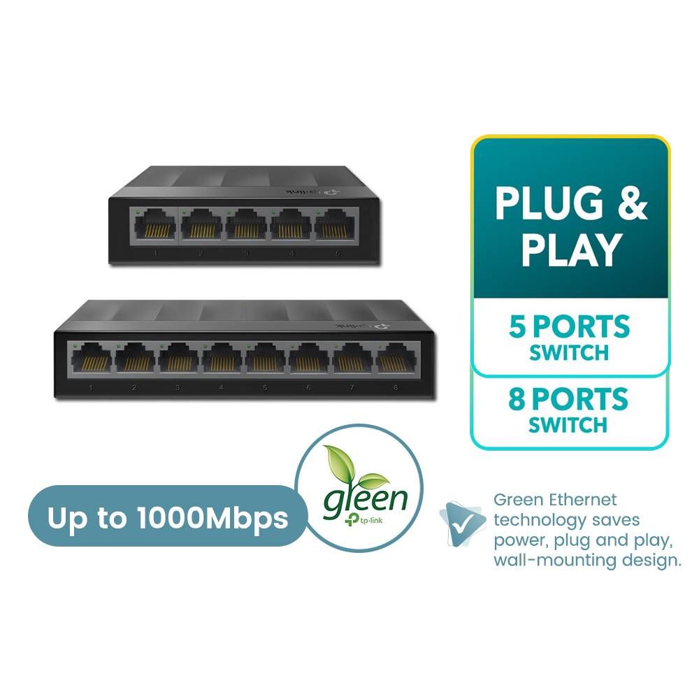 TP-LINK 5-8 GIGABIT PORTS 10/100/1000MBPS DESKTOP ETHERNET LAN SWITCH LS1005G-LS1008G