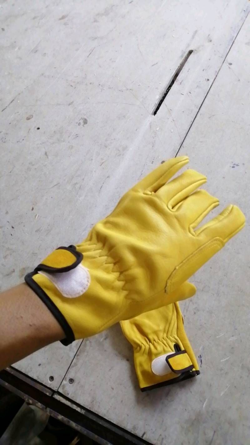 QS Safety Welding Gloves Double Layer Industry Protection Working Glove A Grade Yellow Leather Work Hand Gloves