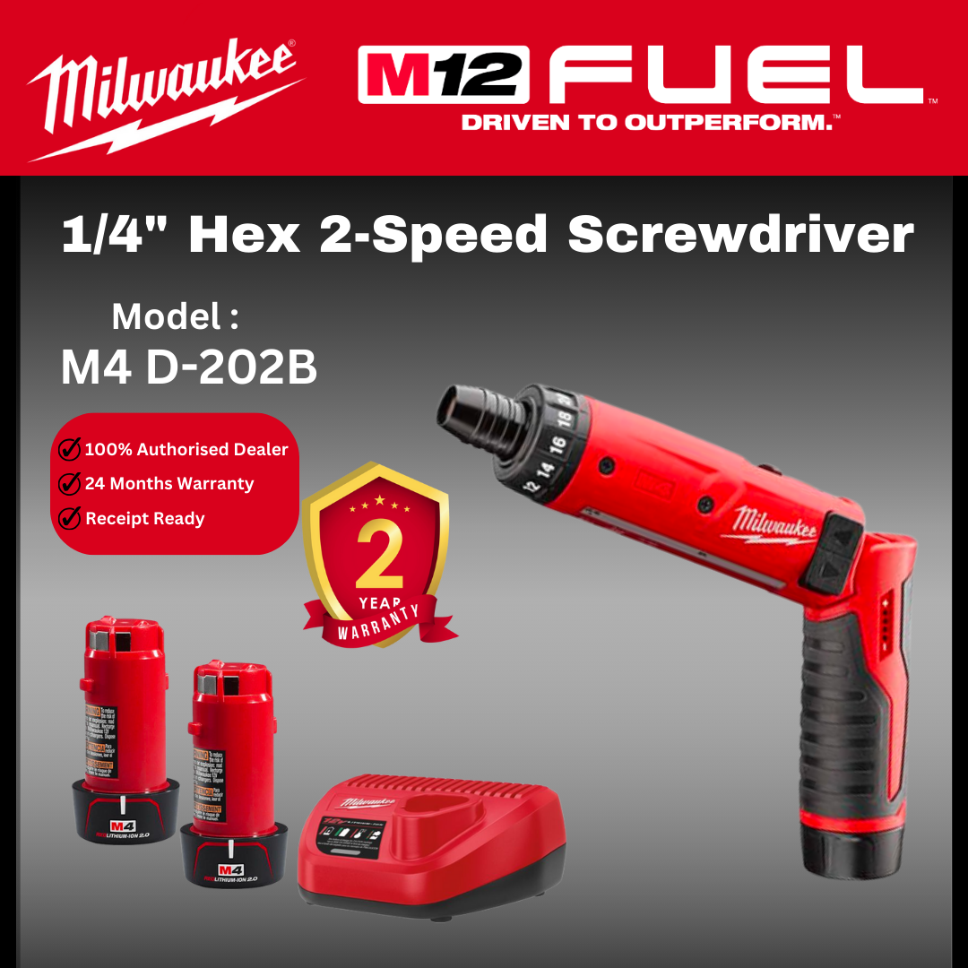 Milwaukee Screwdriver 1/4" Hex Screwdriver / M4D / Milwaukee Screw Driver / Milwaukee Fastening Tools