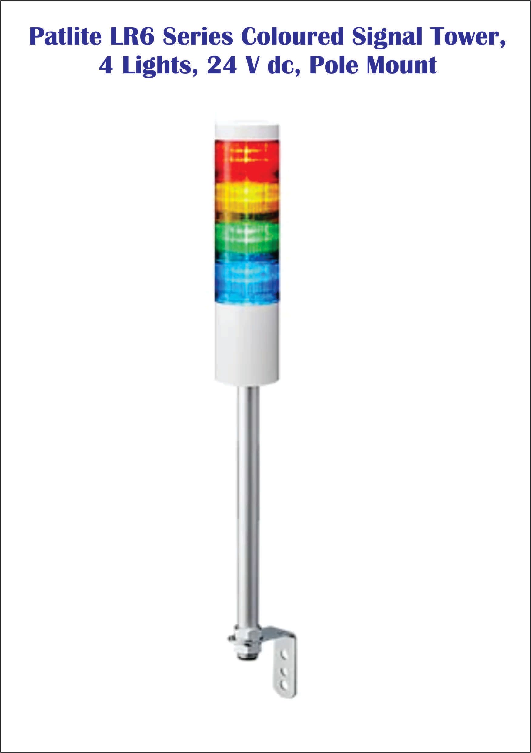 Patlite LR6 Series Coloured Signal Tower, 4 Lights, 24 V dc, Pole Mount Ocha Patlite LR6 Series Coloured Signal Tower, 4 Lights, 24 V dc, Pole Mount -free delivery