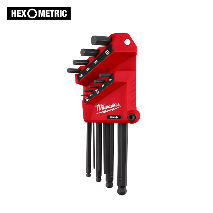 Milwaukee 9-Key L-Style Ball End Hex Key Set - Metric 48-22-2186