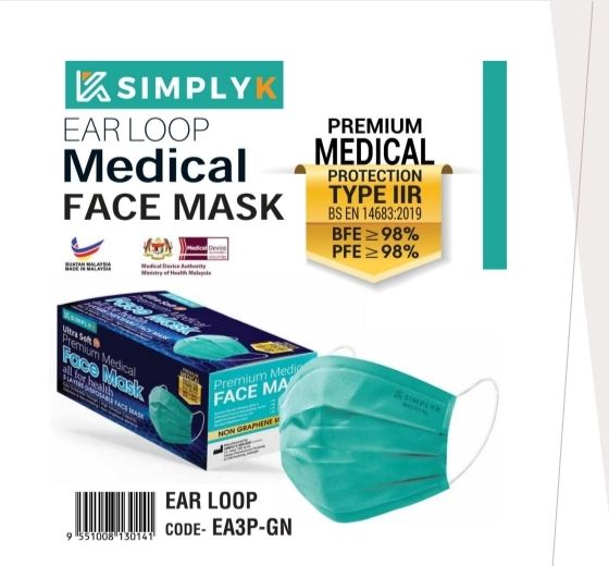 SimplyK Premium Medical Face Mask Earloop SimplyK