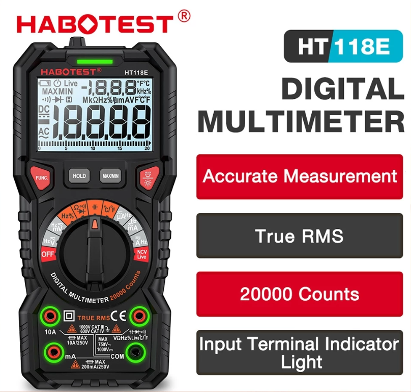 HABOTEST HT118E DIGITAL MULTIMETER 20000 COUNT TRUE RMS NCV HZ