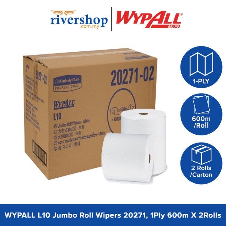WYPALL L10 Jumbo Roll Wipers 20271, 1ply 600m X 2rolls / Jumbo Roll Tissue Paper Roll
