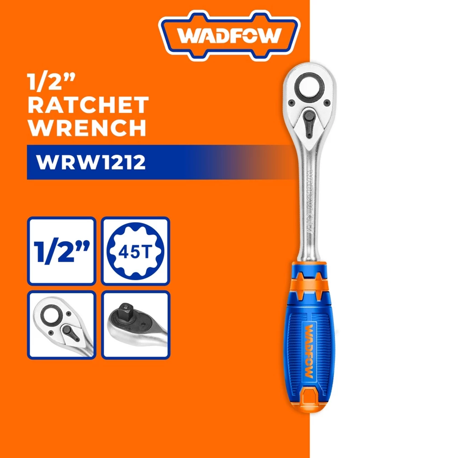 WADFOW RATCHET WRENCH WITH QUICK RELEASE CR-V & CR-MO STEEL (45T/1/2"/260MM) (WRW1212)