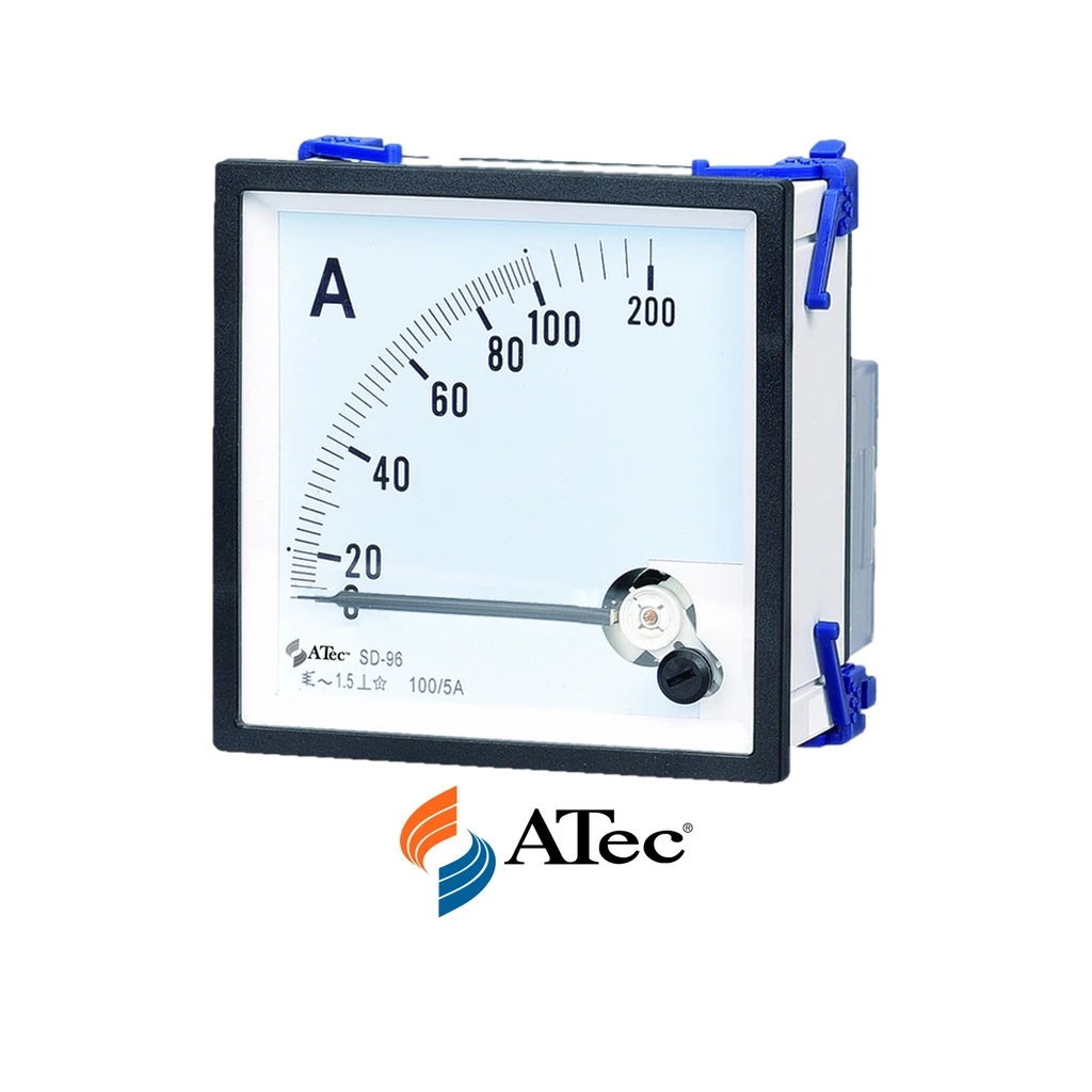 Atec AC Ammeter 900/5A 96mmx96mm, 96Deg Class 1.5 (Scale x2)