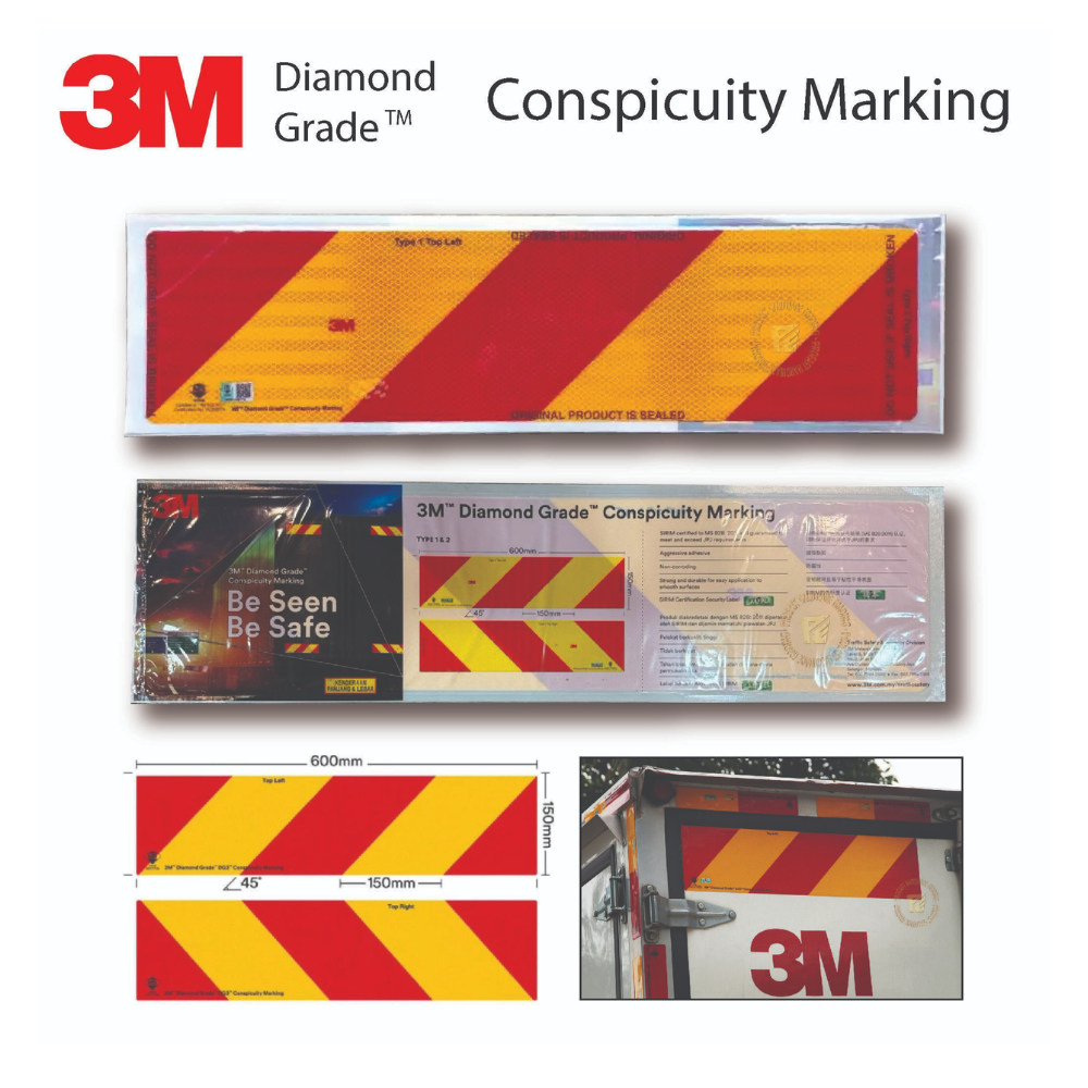 3M Diamond Grade Conspicuity Markings Type 1 & 2 SIRIM 100% Genuine (PAIR)