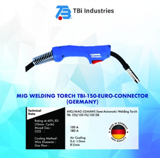RIGHTWELL MIG WELDING TORCH TBI-150-BLUE-EURO (GERMANY)