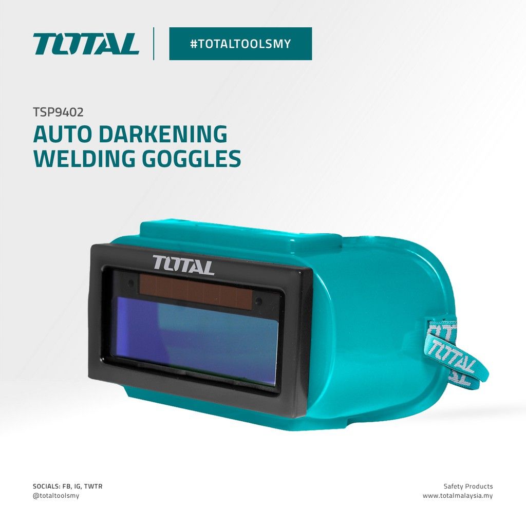 TOTAL AUTO DARKENING WELDING GOGGLES VARIABLE SHADE 3-11 & VIEWING AREA (95MM X 31MM) TSP9402