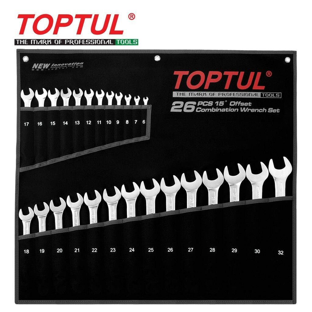 TOPTUL 15° OFFSET STANDARD COMBINATION WRENCH SET GPAB2602