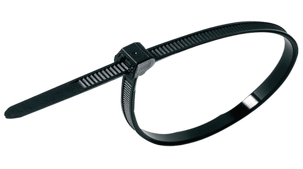 HellermannTyton Black Nylon Cable Tie, 300mm x 7.6 mm [100s]