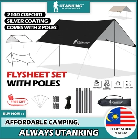 Utan king Flysheet Set with Pole & Rope Camping