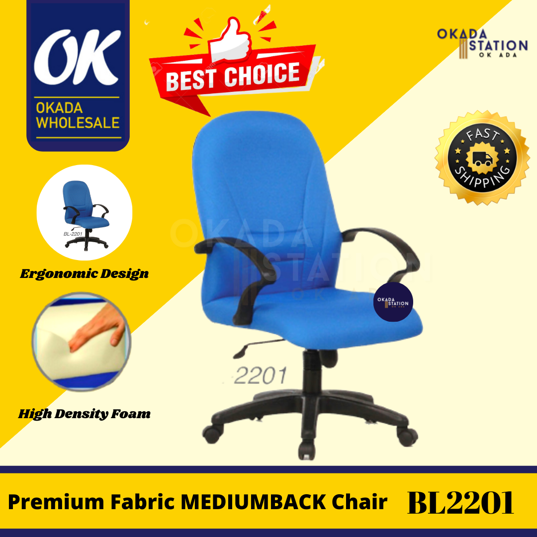 Mediumback Chair BL-2201 OKADA BL-2201 ERGONOMIC MEDIUM BACK FABRIC OFFICE CHAIR / MEDIUM BACK CHAIR / OFFICE CHAIR / FABRIC OFFICE CHAIR / ERGONOMIC OFFICE CHAIR / ERGONOMIC FABIRC CHAIR / FABRIC CHAIR / BL-2201 / CHAIR