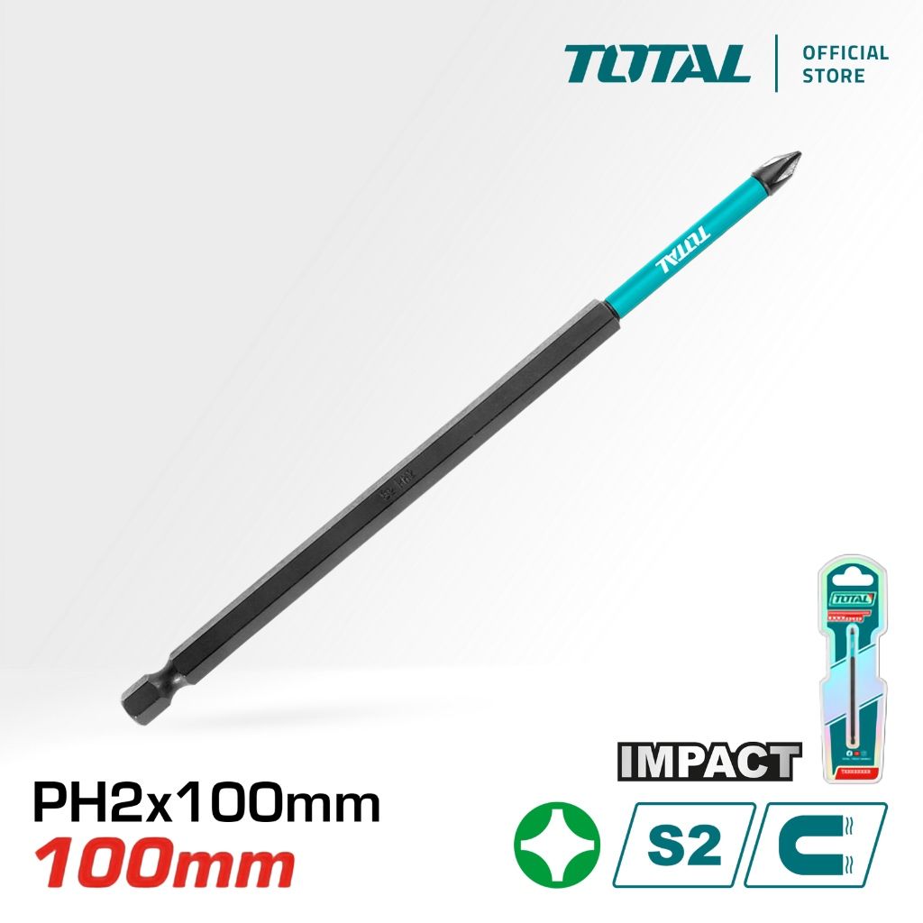 TOTAL IMPACT SCREWDRIVER BIT (PH2 X 100MM) S2 STEEL (MAGNETIC) TACIM71PH2100