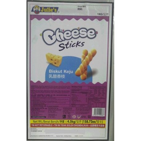 JULIE'S TIN BISCUIT CHEESE STICK 4.5KG