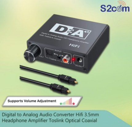 Digital To Analog Audio Converter Hifi 3.5mm Headphone Amplifier Toslink Optical Coaxial