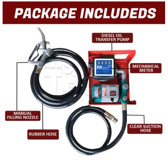 Mytools 220V Electric Diesel Oil Fuel Transfer Pump w/ 4 Digit Meter with Hose & Nozzle Kit