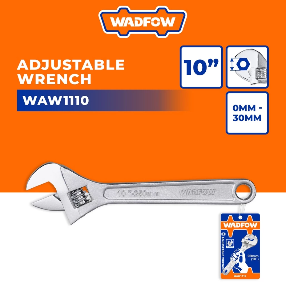WADFOW ADJUSTABLE WRENCH (10"/0MM-30MM X 250MM) (WAW1110)