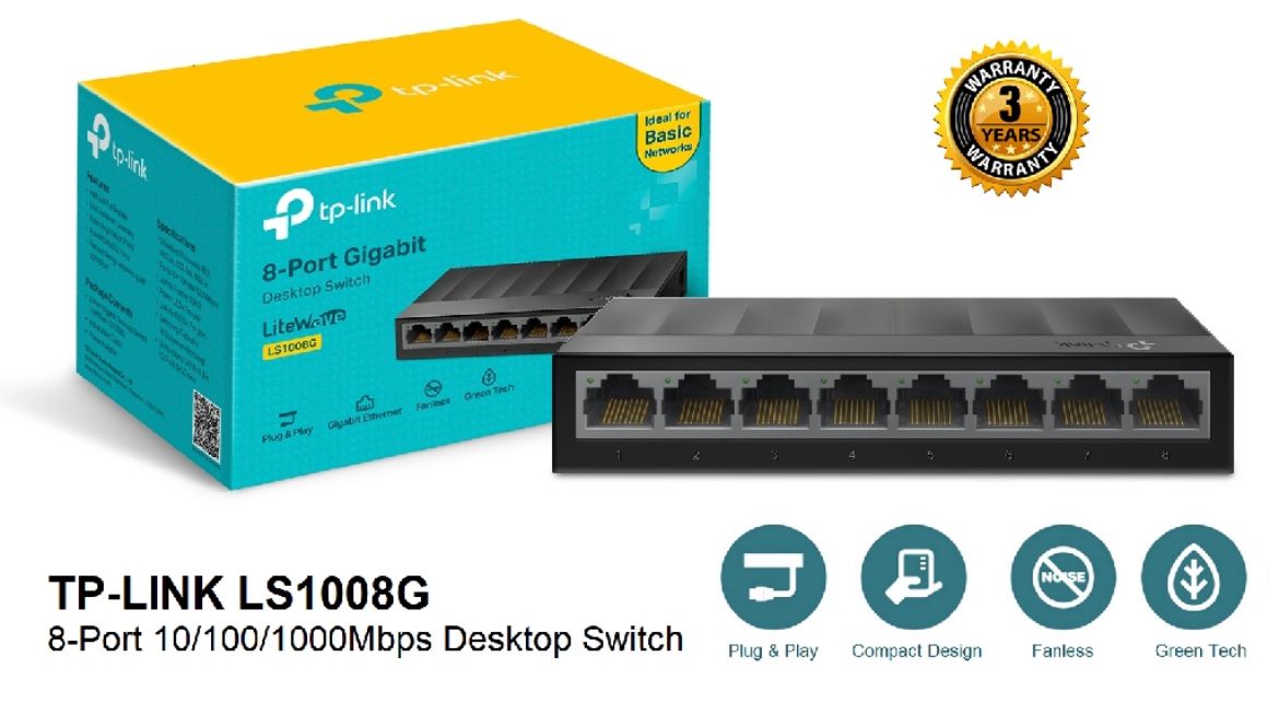 TP LINK TP-LINK LS1008G 8-PORT 10/100/1000MBPS DESKTOP LAN SWITCH