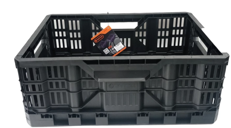 TACTIX Collapsible Knock Down Basket Crate Plastic Storage Organizer 320235 (43L) (60 x 40 x 22cm)