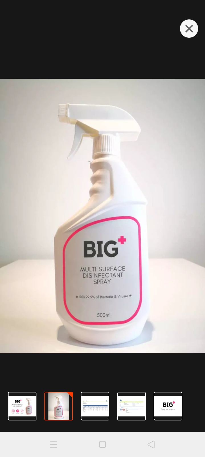 BIG OCHA-Big Disinfectant spray & Multi Surface antiseptic NO Alcohol With Kill 99.9% Of Gem , Bacteria or Virus . cap -500 ml-( Free Delivery)