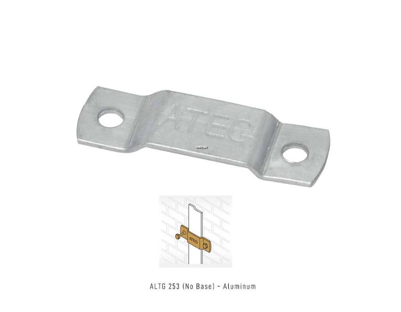ATEG ALBG253 LIGHTNING CONDUCTOR FIXING TAPE CLIP 25 X 3MM ALUMINUM WITH BASE