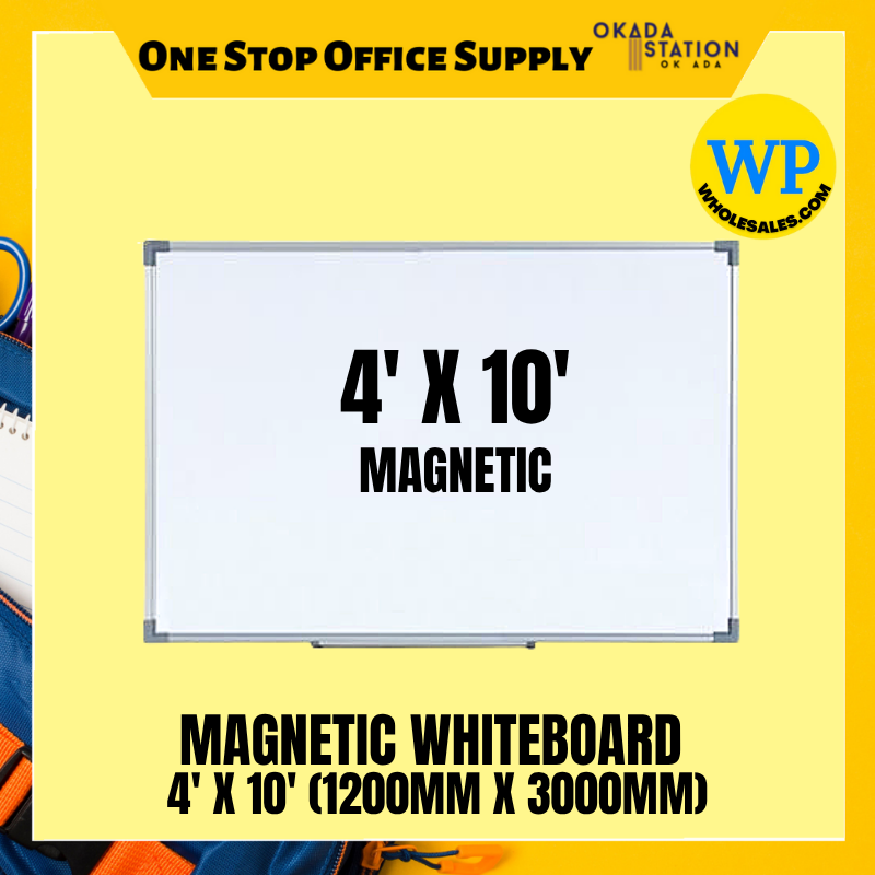 FEEYOND MAGNECTIC WHITEBOARD WITH ALUMIMIUM FRAME / 4' X 10' / 120CM X 300CM / SMB-410 / MAGNETIC / ALUMINIUM FRAME / MAGNET WHITEBOARD / SINGLE SIDED WIHTEBOARD / WHITEBOARD / PAPAN PUTIH