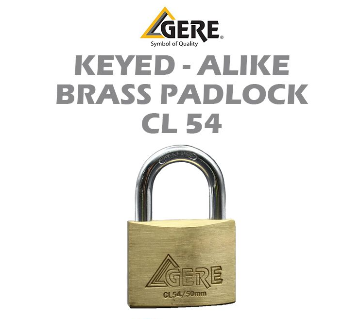 GERE KEYED-ALIKE BRASS PADLOCK CL54 50MM