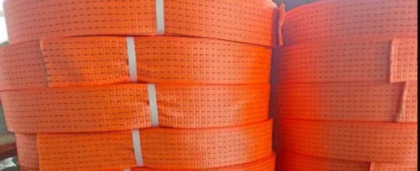 Fiber Optic Malaysia OKM 1 1/2" X 100M POLYESTER TIE DOWN BELT BOTH END PLAIN ORANGE COLOR SAFETY