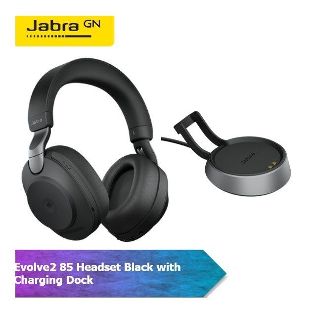 Jabra Evolve2 85 Wireless Professional Headset for Calls & Music with Advance Active Noise Cancellation UC & MS