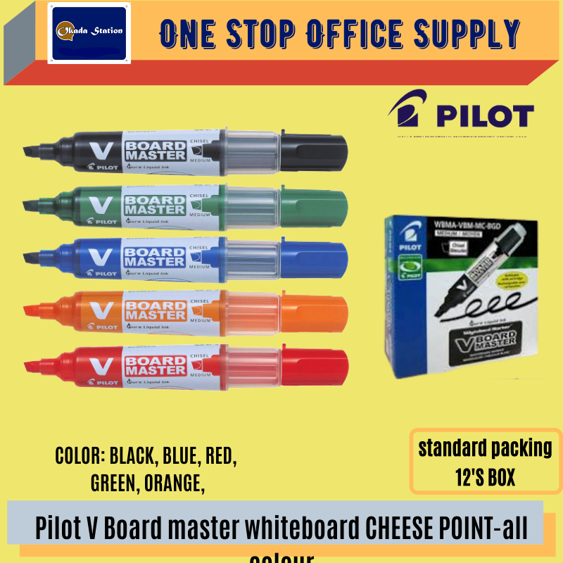 PILOT WBV WHITEBOARD MAKER -CHISEL POINT -ALL COLOUR / Pilot / Whiteboard Marker / Marker Pen / Pilot V Board Master Chisel