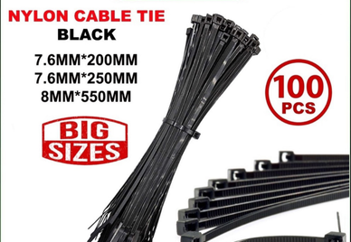 100PCS SELF-LOCKING BLACK NYLON CABLE TIE PENGIKAT KABEL 200MM 250MM 550MM 8? TC201