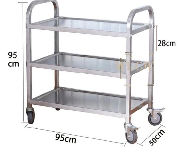NA Stainless Steel 3-Shelf Utility Service Storage Cart