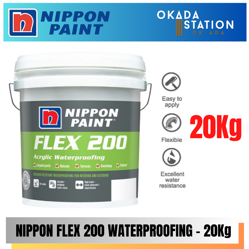 Nippon Paint / 20Kg / 20 Kilogram / Interior Paint / Exterior Paint / FLEX 200 Waterproofing / Water Based / Cat Dalaman / Cat Luaran / Cat Air / Cat