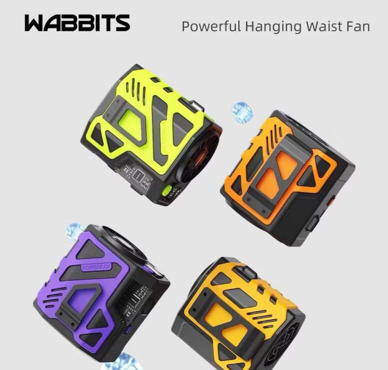WABBITS Kipas 8000mAh 12 Fan Kipas Angin Portable dengan Cooler USB Boleh Cas Semula Power B