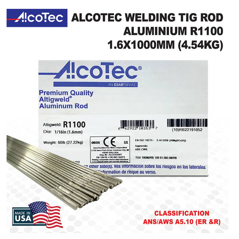 RIGHTWELL ALCOTEC R1100 ALUMINUM TIG WELDING ROD 1.6MM (4.54KG)