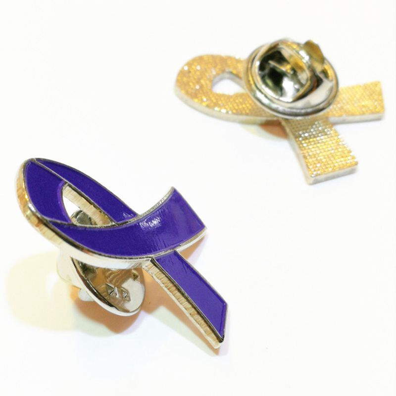 OK CANCER RIBBON BROOCH / CANCER AWARENESS PIN / RIBBON PIN