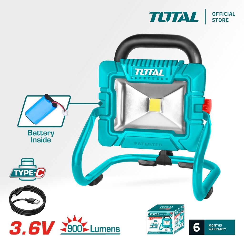 TOTAL LI-ION PORTABLE LAMP (500-900 LUMENS/4-2.5 HOURS) BUILT-IN BATTERY (5000MAH/3.6V/USB TYPE-C CHARGING) TRLF4415