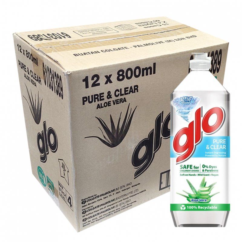 GLO PENCUCI PINGGAN ALOEVERA 800ML [LOOSE] | 12 X 800ML [CARTON]